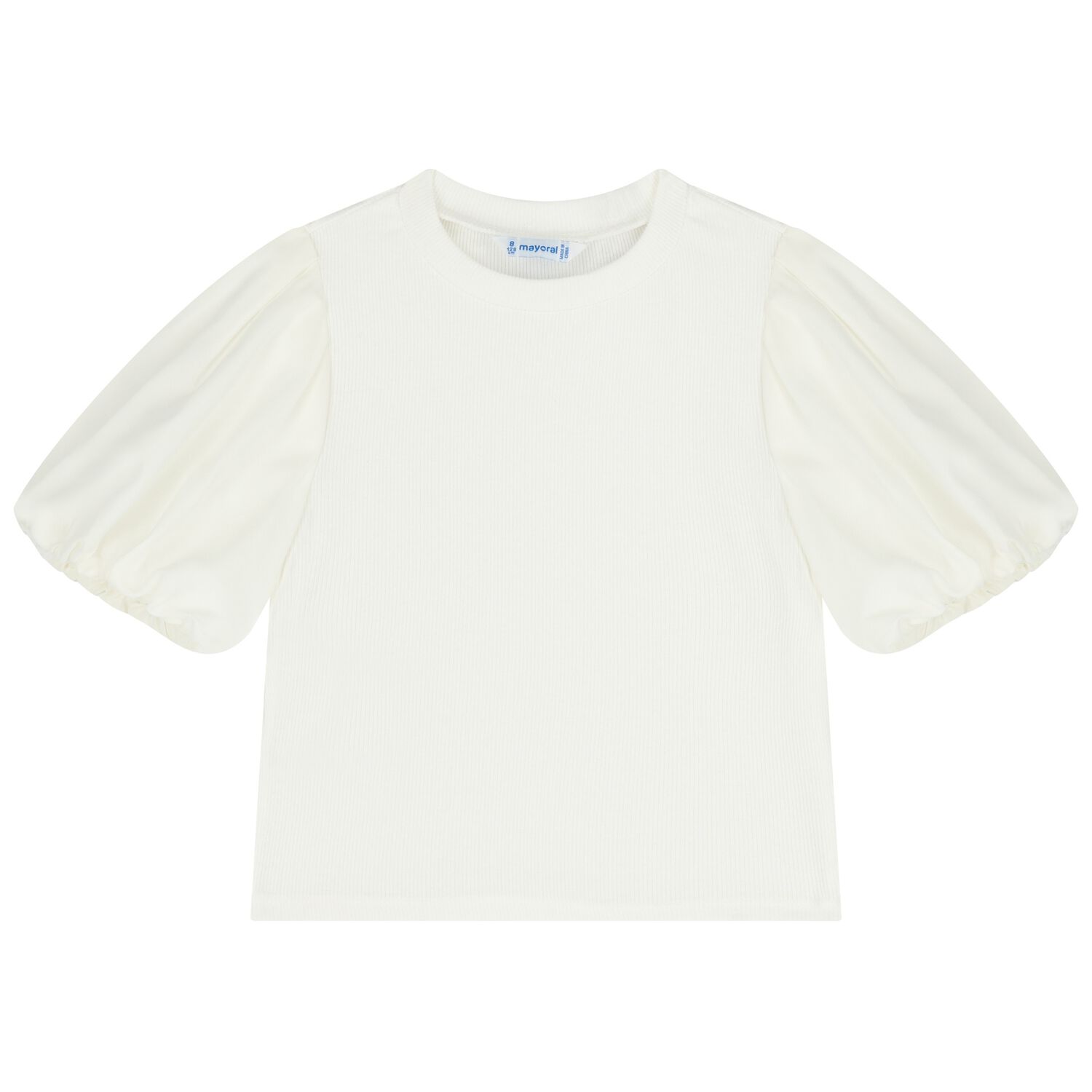 Girls Ivory Ribbed Top, 1, hi-res