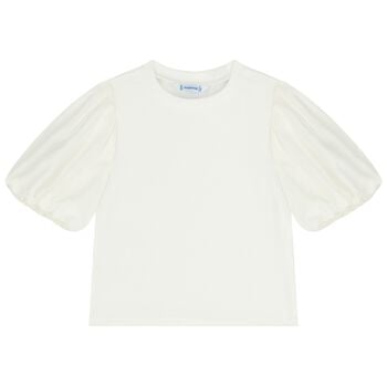 توب بنات مضلع باللون العاجي 