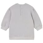 Younger Girls Grey Fleece Sweatshirt Dress, 1, hi-res