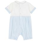 Baby Boys White & Blue Romper, 1, hi-res