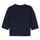 Younger Boys Navy Blue Logo Long Sleeve Top, 1, hi-res
