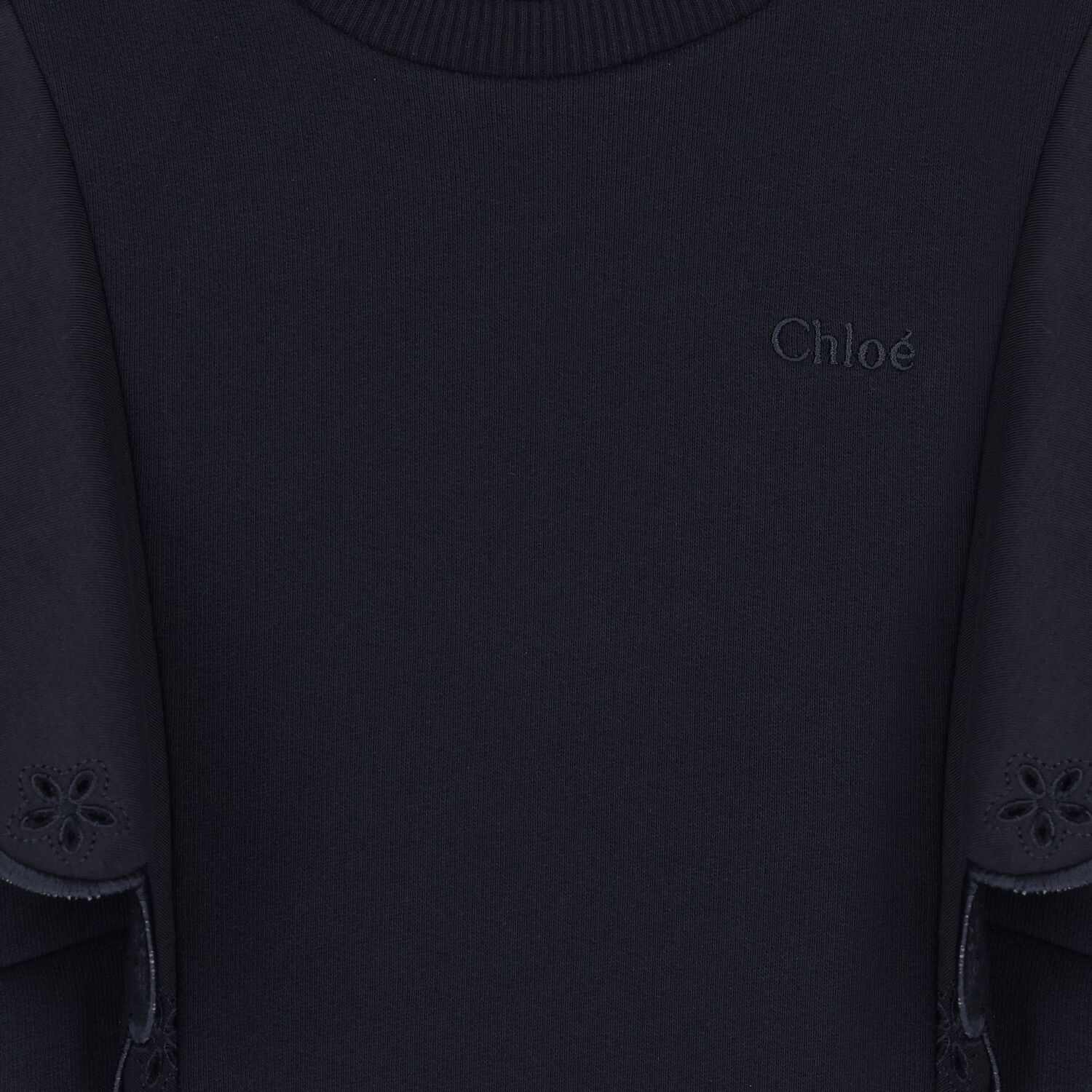 Girls Navy Blue Logo Flower Dress, 2, hi-res