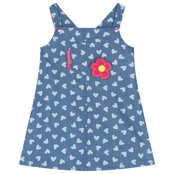 Girls Blue Chambray Heart Dress