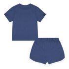 Baby Boys Navy Blue Fishing Polo Bear Shorts Set, 1, hi-res