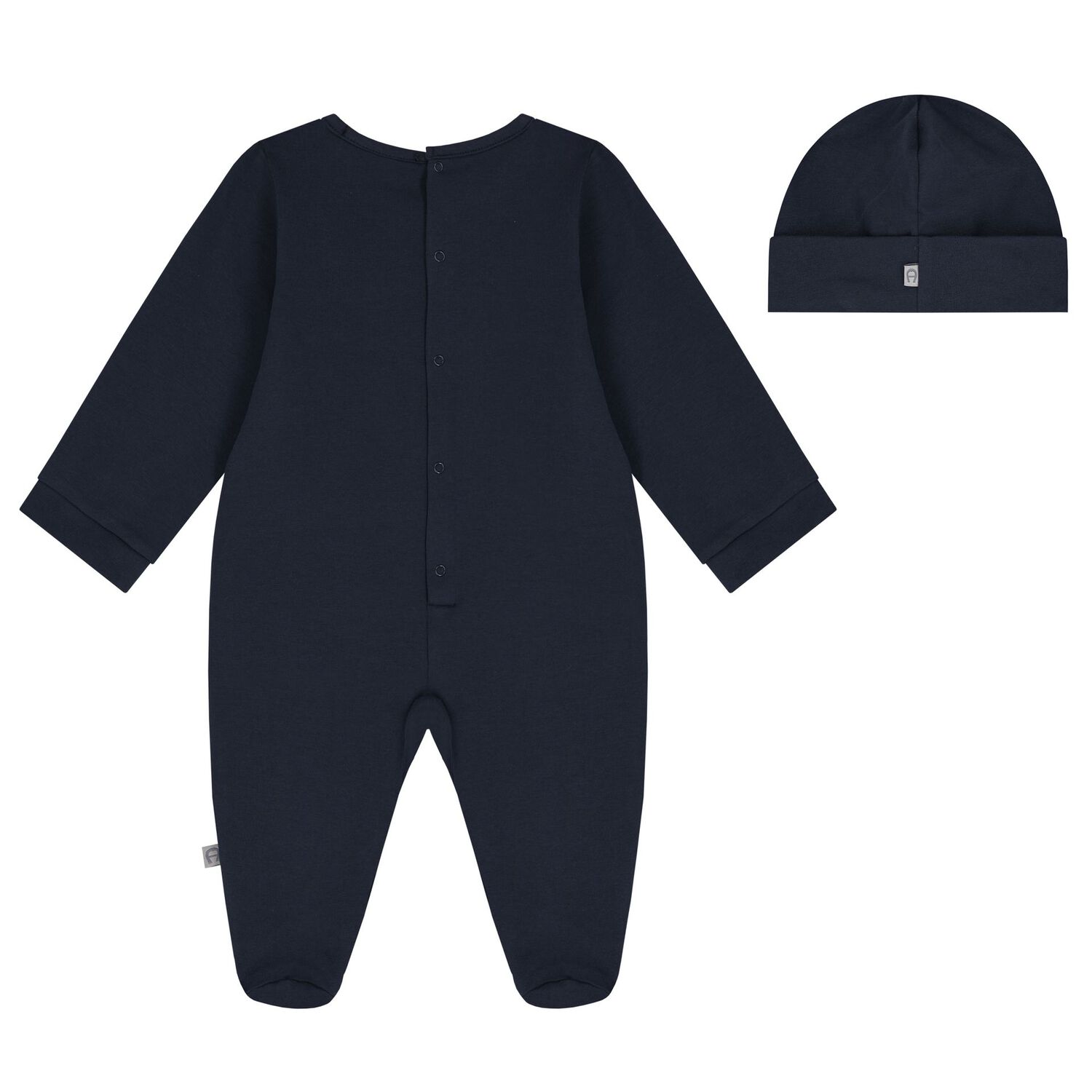Baby Boys Navy Blue & Gold Logo Babygrow Set, 1, hi-res