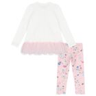 Girls Pink & Ivory Jewel Leggings Set, 1, hi-res