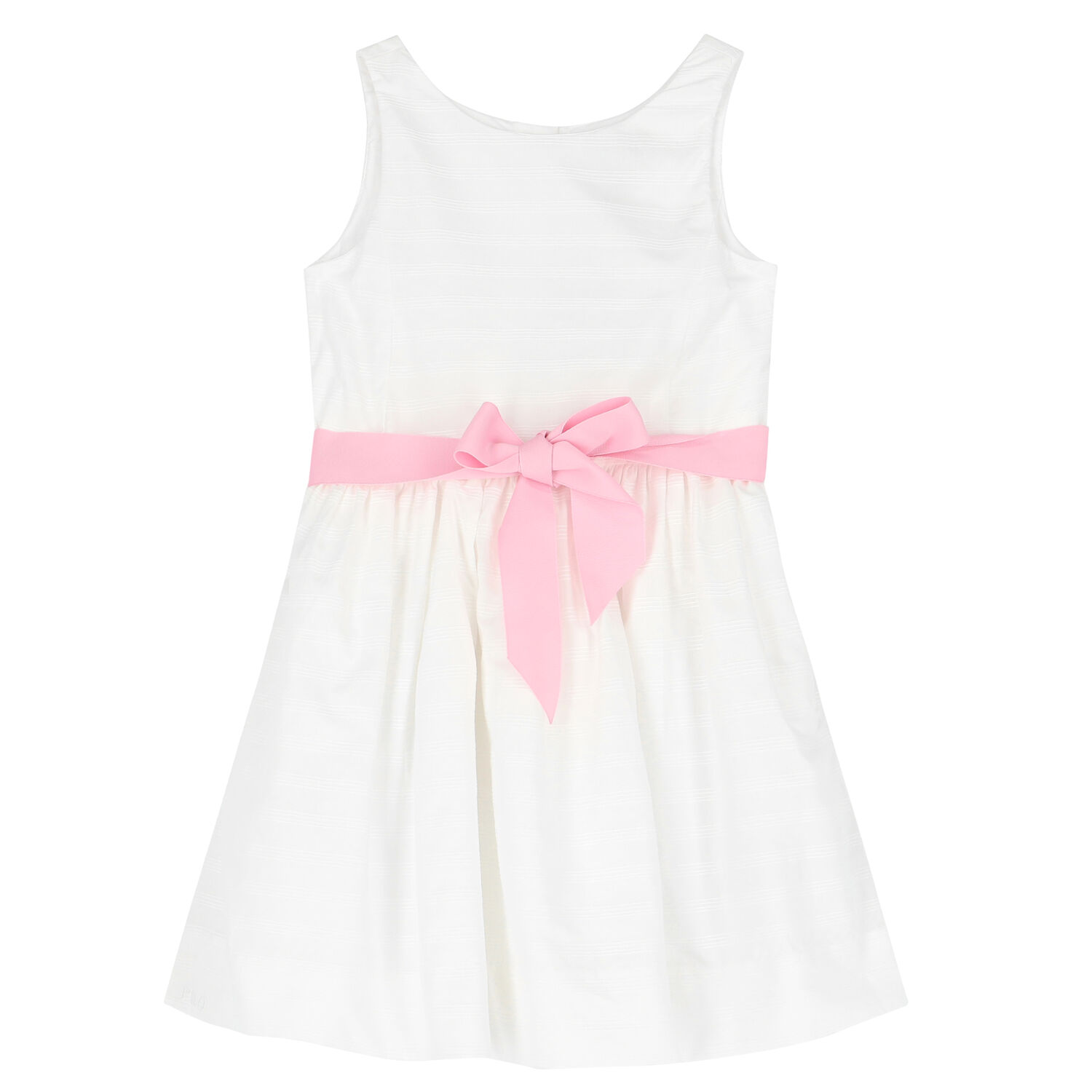Girls White Bow Dress, 1, hi-res