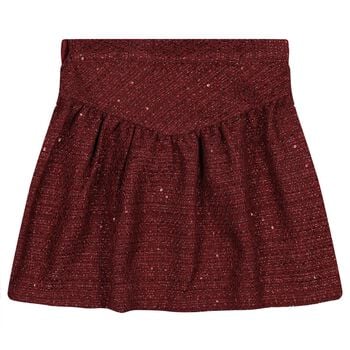 Girls Burgundy & Gold Tweed Frankie Skirt