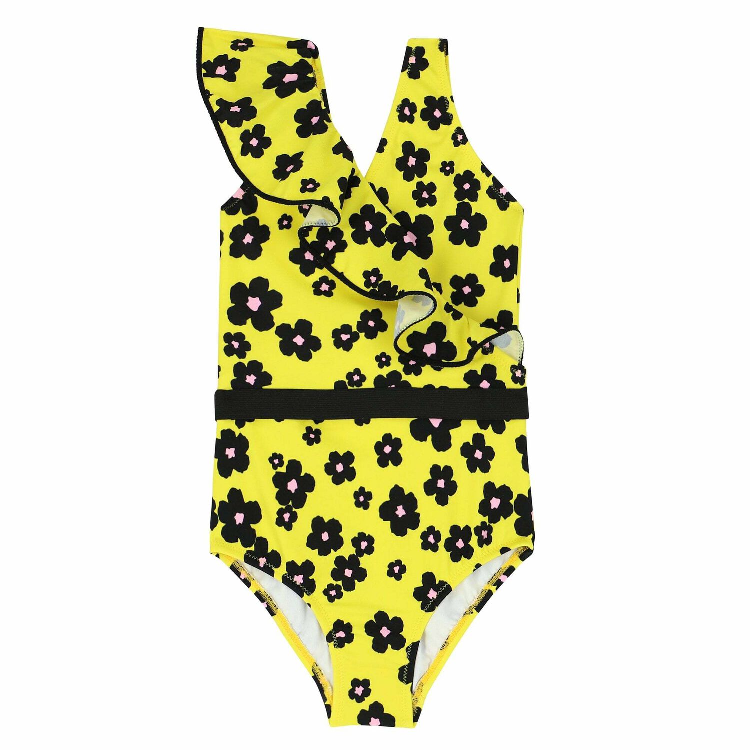 Girls Yellow Printed Swimsuit, 1, hi-res image number null