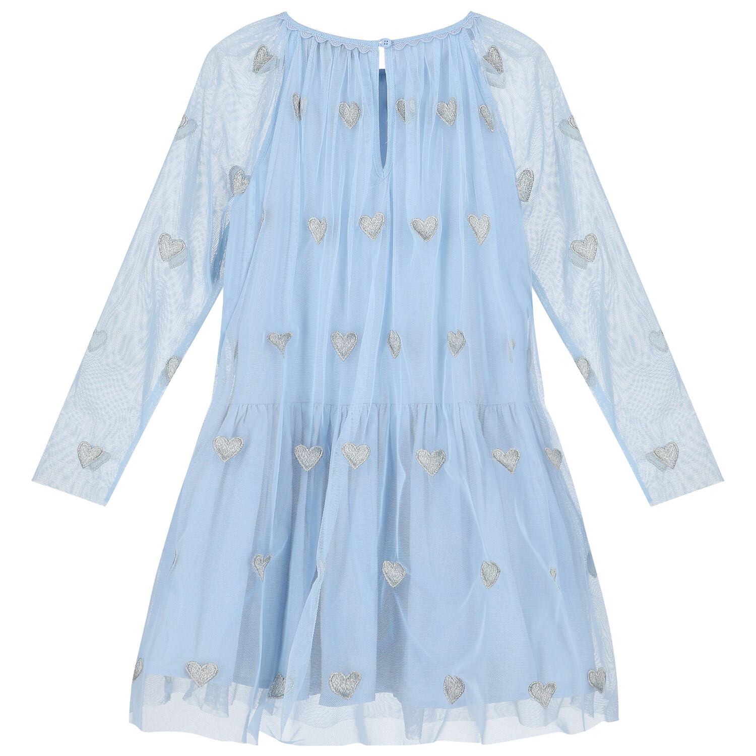 Girls Blue Hearts Tulle Dress, 1, hi-res image number null