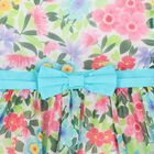 فستان بنات شيفون بطبعه زهور باللون الابيض والوردى, 1, hi-res