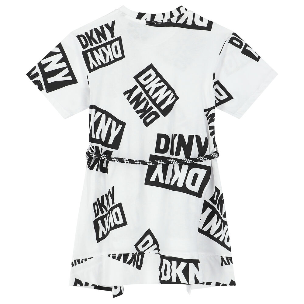 DKNY Girls White Logo TShirt Dress Junior Couture UAE
