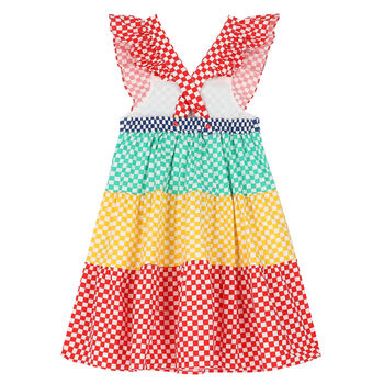 Girls Multi-Colored Checkered Dress