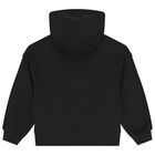 Girls Black Logo Hooded Top, 1, hi-res