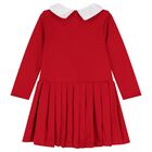 Girls Red Pleated Dress, 2, hi-res