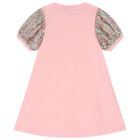 فستان بنات بالشعار وطبعة قلب باللون الوردى, 2, hi-res