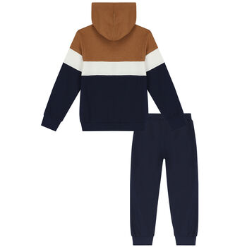 Boys Beige, Ivory & Navy Blue Tracksuit