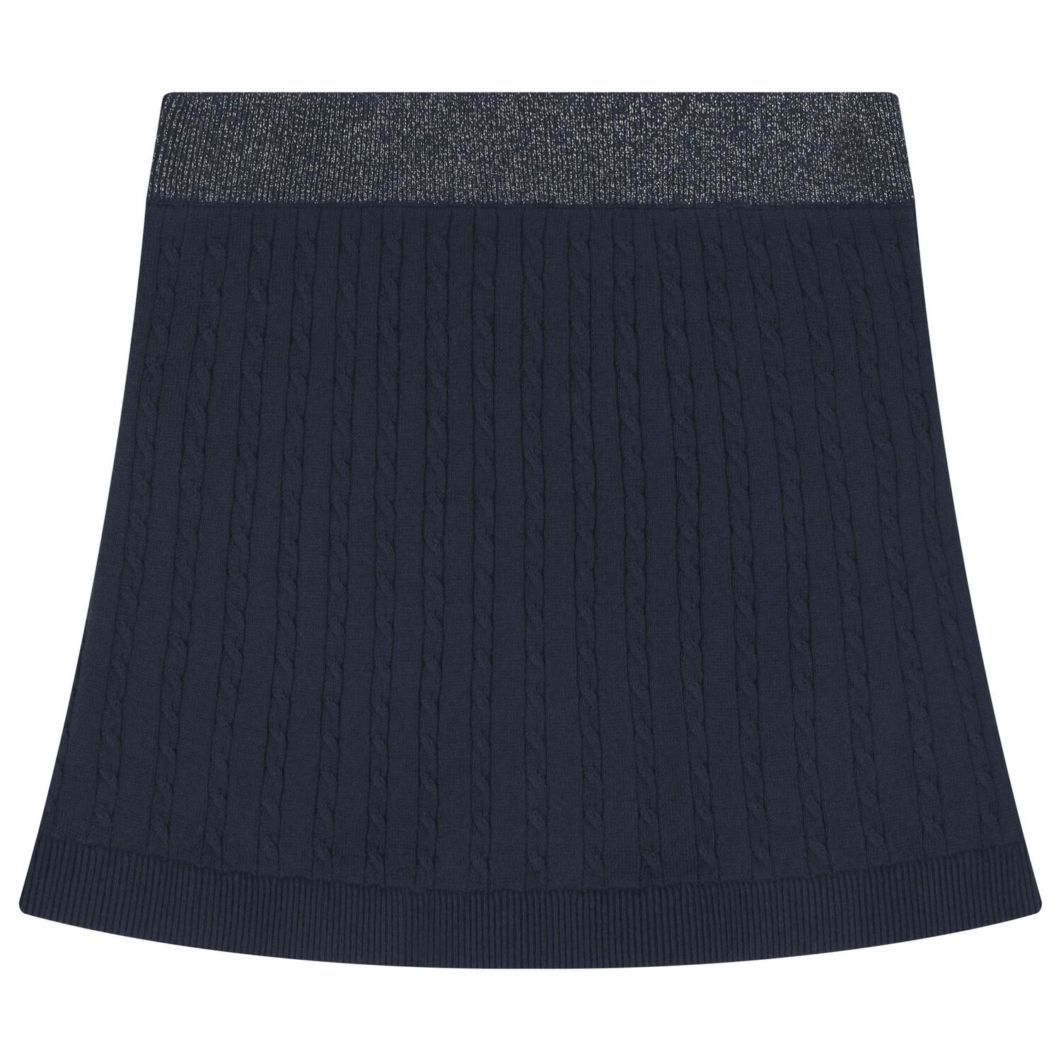 Girls Navy Blue Knitted Skirt, 1, hi-res