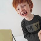 Boys Grey Logo Long Sleeve Top, 6, hi-res