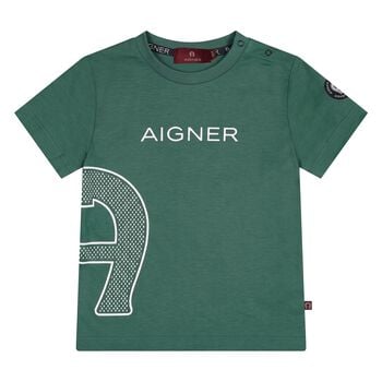 Younger Boys Green Logo T-Shirt