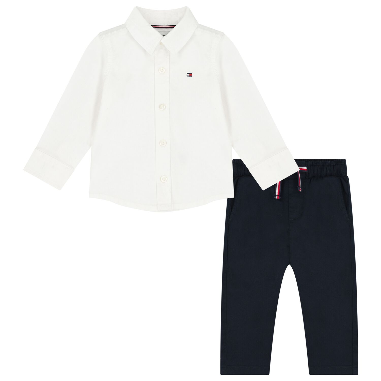 Younger Boys White & Navy Logo Trousers Set, 1, hi-res image number null