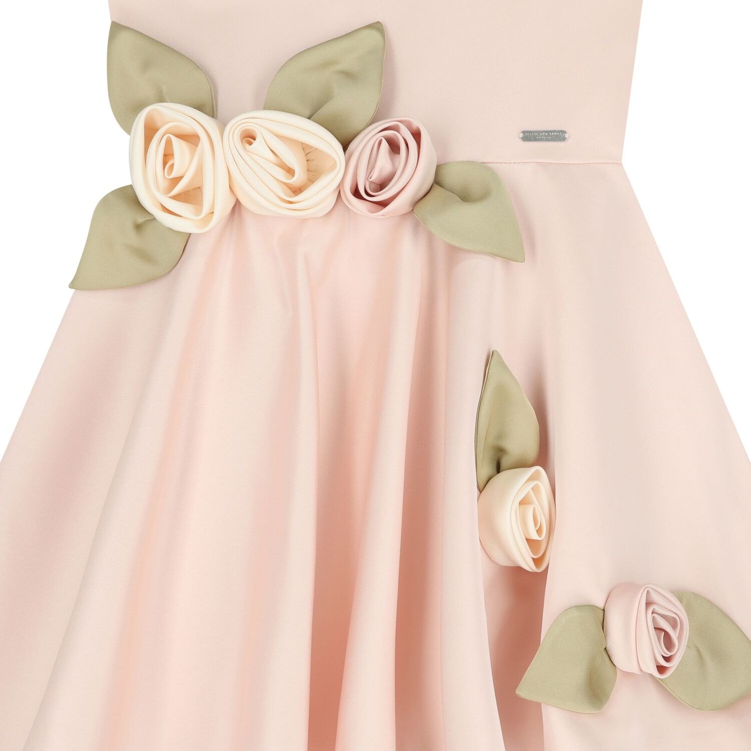 فستان للبنات مزين بالورود باللون الوردي , 2, hi-res