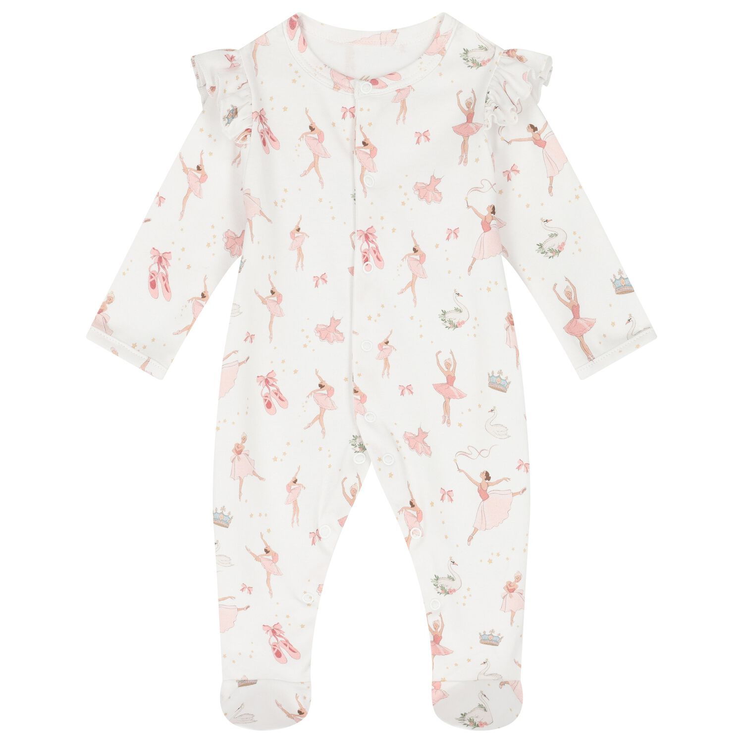 طقم بنات  أفرول  باللون الوردي و الأبيض, 1, hi-res