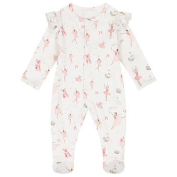 Baby Girls White & Pink Opera Babygrow