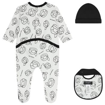 Baby Boys White & Black Ikonik Babygrow Gift Set