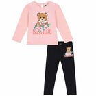 Younger Girls Pink & Black Logo Leggings Set, 1, hi-res