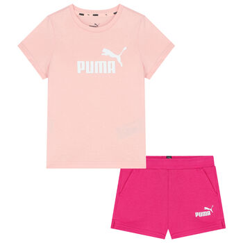 Girls Pink Logo Shorts Set
