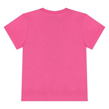 Younger Girls Pink Teddy Bear Logo T-Shirt
