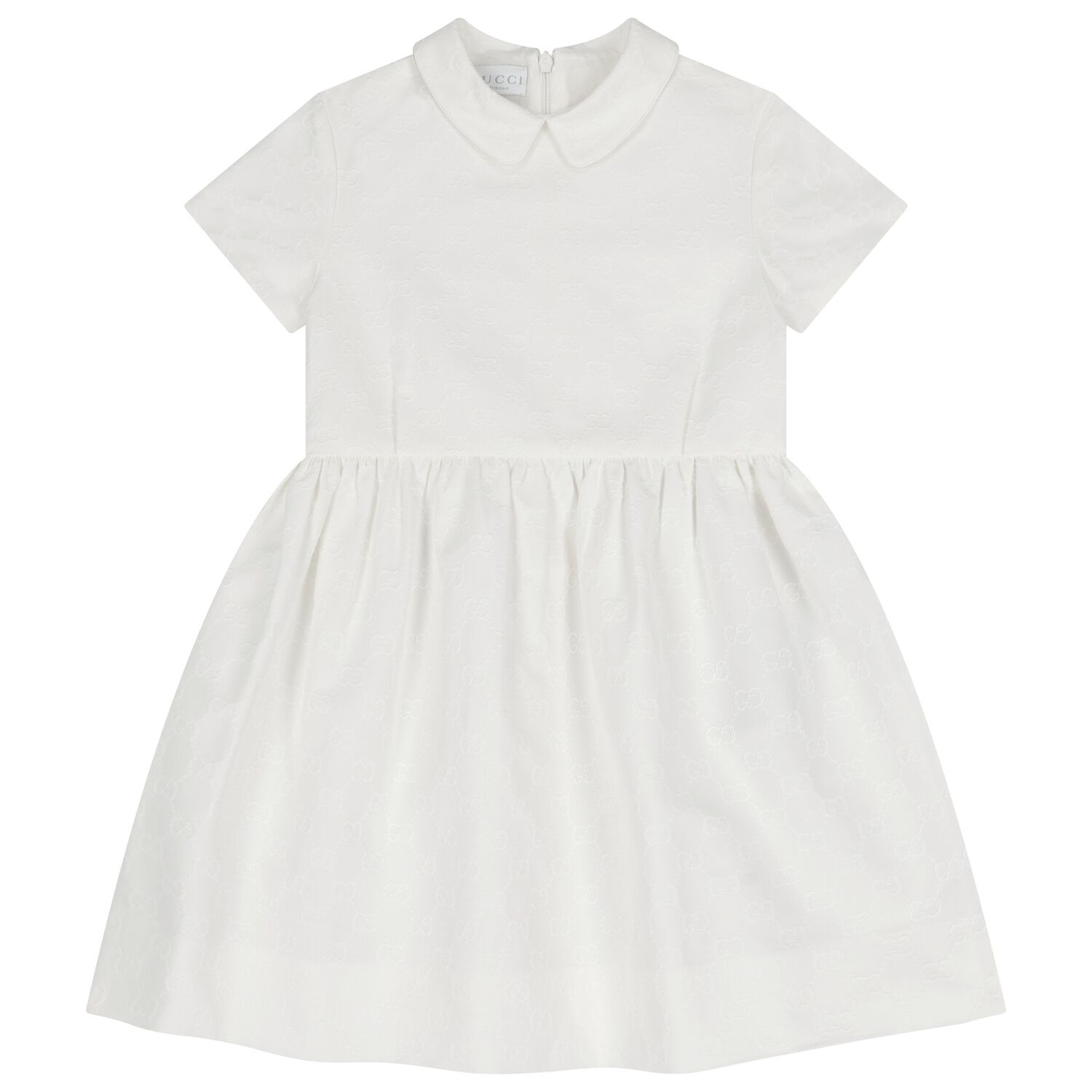 Girls White GG Logo Dress, 1, hi-res