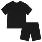 Boys Black Logo Shorts Set, 1, hi-res