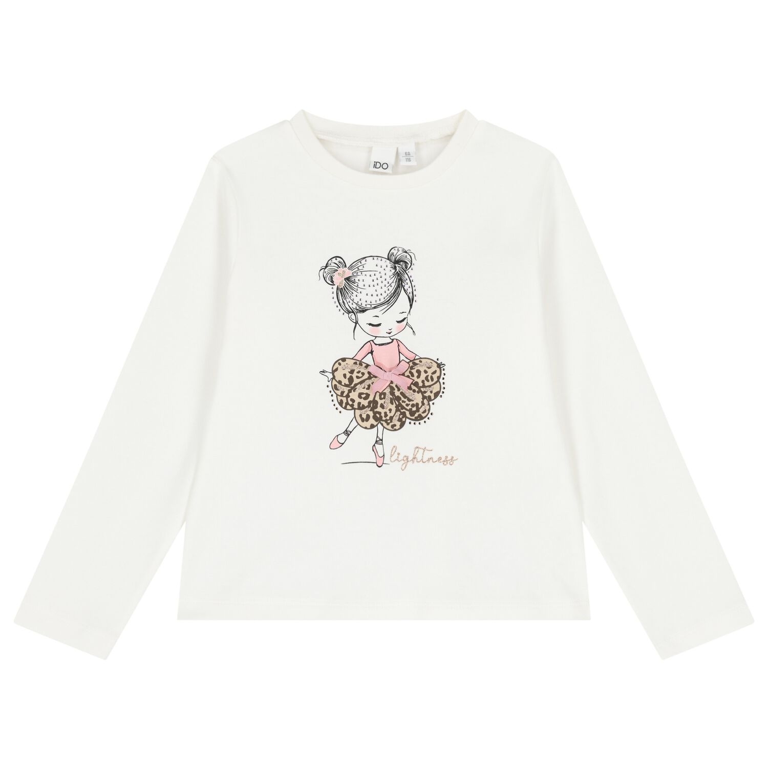 Girls Ivory Long Sleeve Top, 1, hi-res