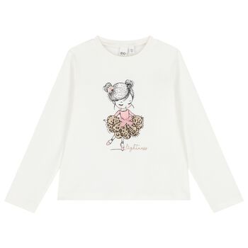 Girls Ivory Long Sleeve Top