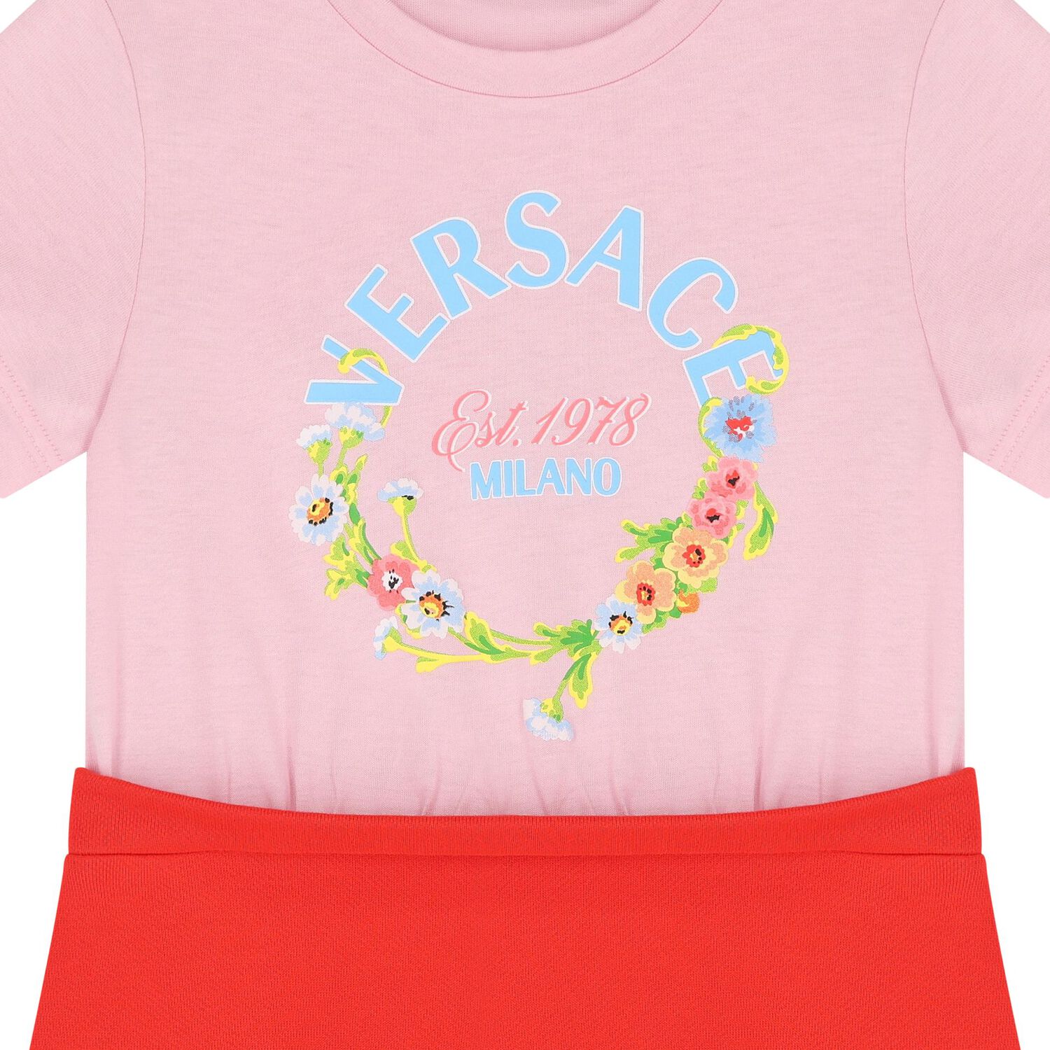 فستان بطبعة الزهور باللون الأحمر للبنات, 1, hi-res image number null