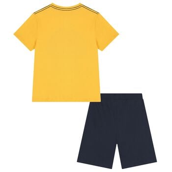 Boys Yellow & Navy Blue Shorts Set