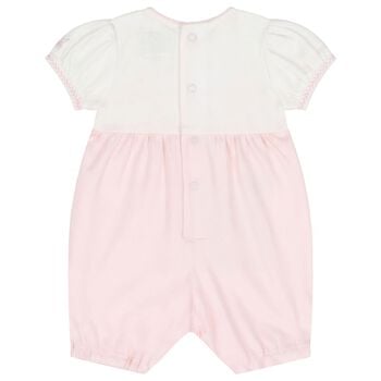 Baby Girls White & Pink Floral Romper
