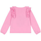 Girls Pink Ruffle & Heart Long Sleeve Top, 1, hi-res