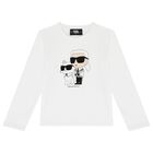 Girls White Ikonik Logo Long Sleeve Top, 2, hi-res
