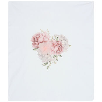 Baby Girls White Floral Blanket