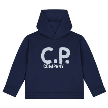 Boys Blue Logo Hooded Top