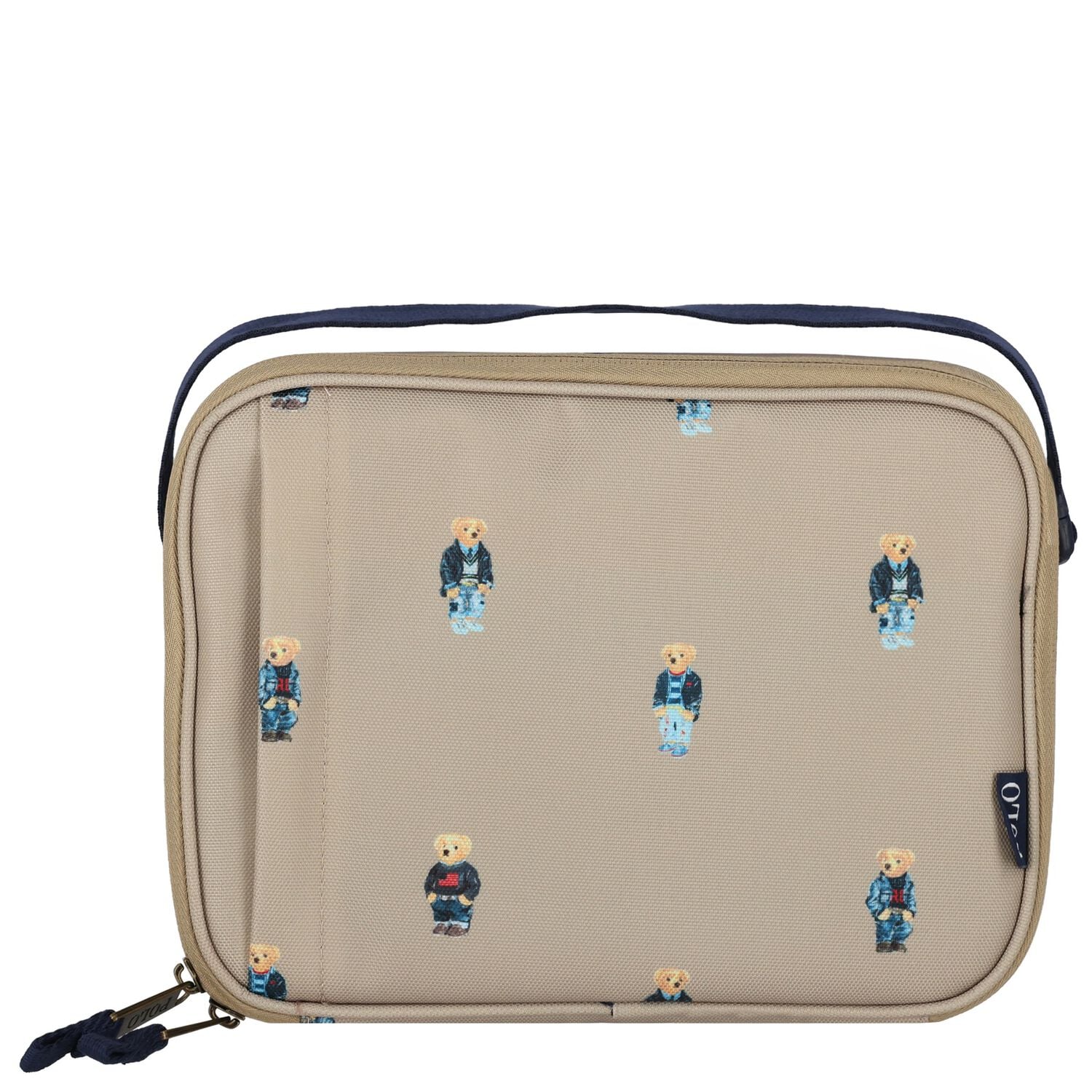 Boys Beige Polo Bear Logo Lunch Bag ( 23cm ), 1, hi-res