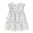 Baby Girls White & Navy Blue Smocked Dress, 1, hi-res