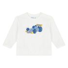 Younger Boys White, Blue & Beige Racing Car Tracksuit Set ( 3 Piece ) , 1, hi-res