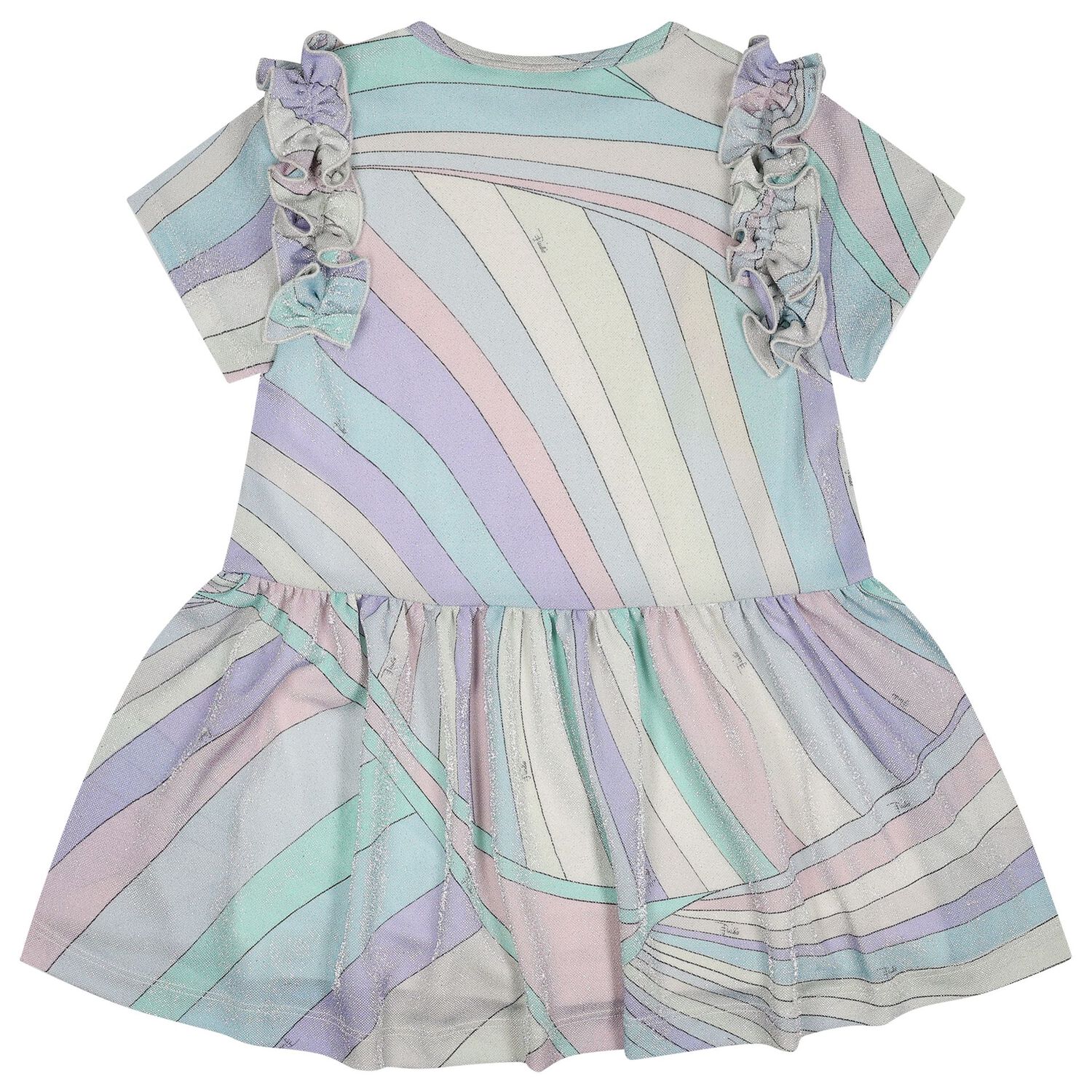 Girls Multi-Coloured Ruffled Iride Dress, 1, hi-res