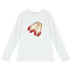 Girls White & Red Teddy Bear Skirt Set, 1, hi-res