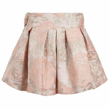 Girls Pink & Gold Jacquard Skirt