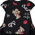 Girls Black Teddy Bear Dress, 1, hi-res
